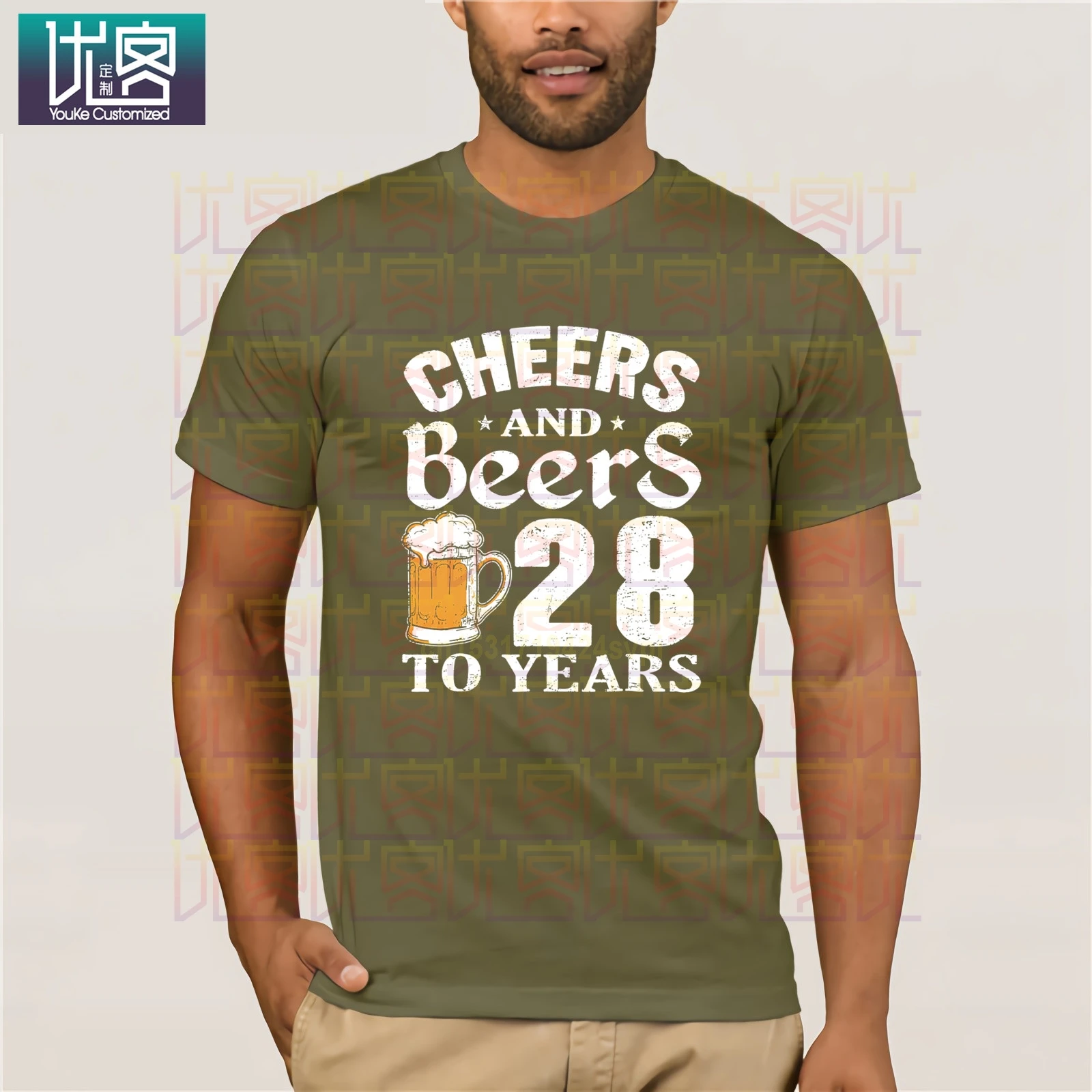 

Cool 28th Birthday Gifts Vintage Cheers And Beer 28 Years Awesome Men T Shirt 2020 Summer Fashion Amazing short sleeves unique