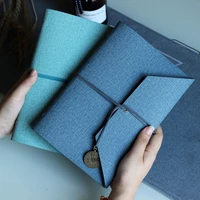 a5 creative three fold strap loose leaf detachable hand ledger simple diary cotton and linen pu leather art notebook