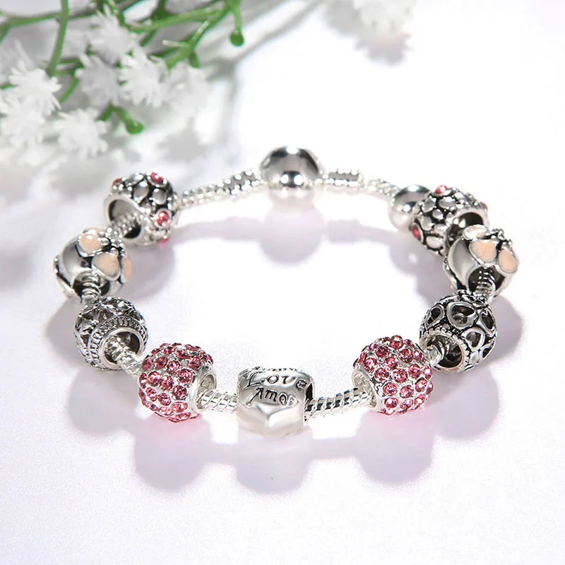 jinzeyi European and American women's bracelets fashion letter love-heart bracelet DIY handmade beaded bangles jewelry direct