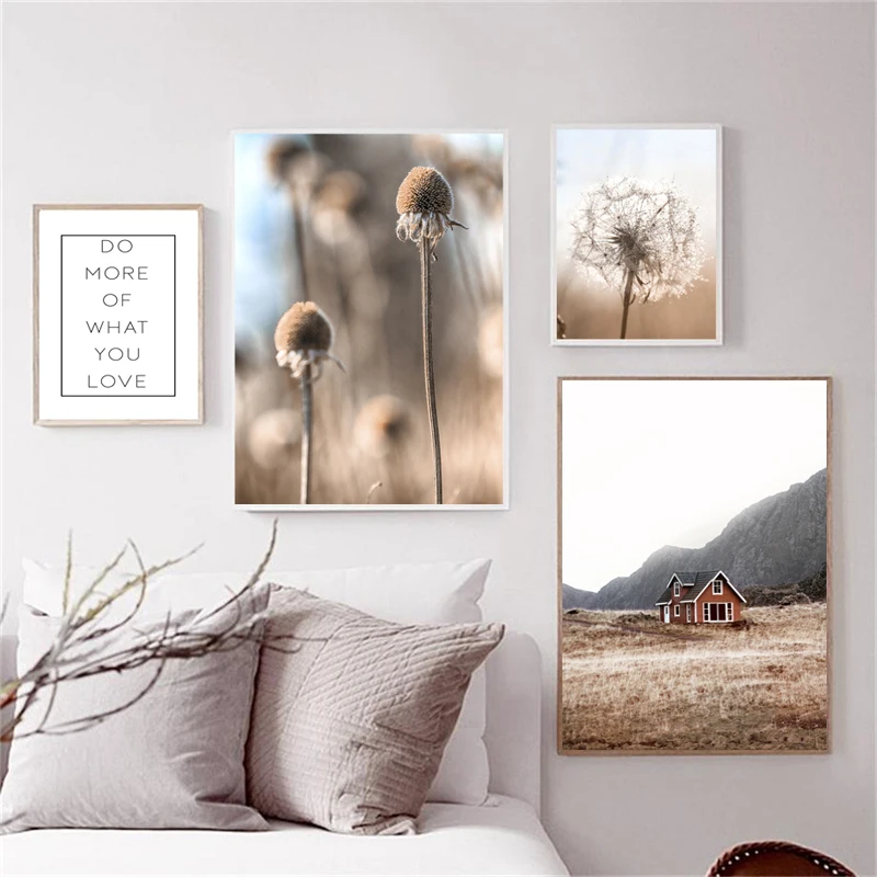 

Scandinavian Dandelion Nature Scenery Poster And Prints Reed Grass Landscape Wall Art Living Decoration Animals Canvas Painting