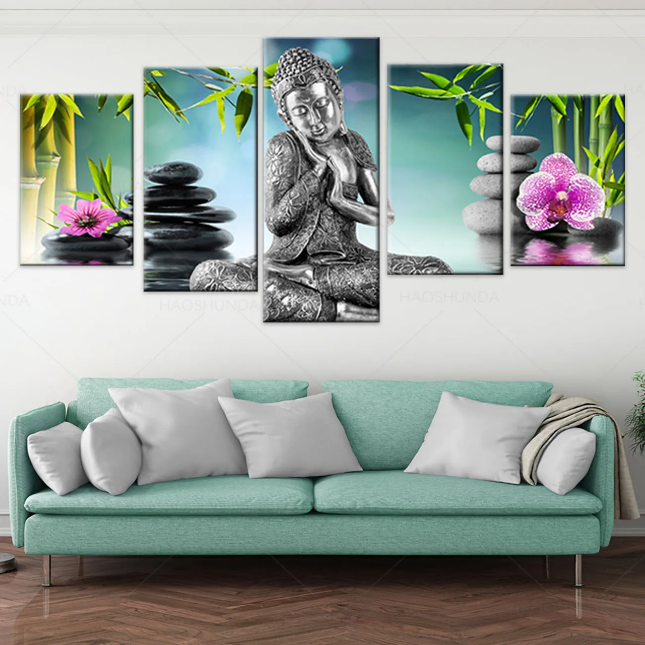 5 шт. Будда холст настенная живопись для спальни Декор Современный Орхидея бамбук