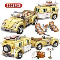 2228pcs loz mini camper car city technical building blocks friends moc trailer vehicle bricks diy toys for girl children