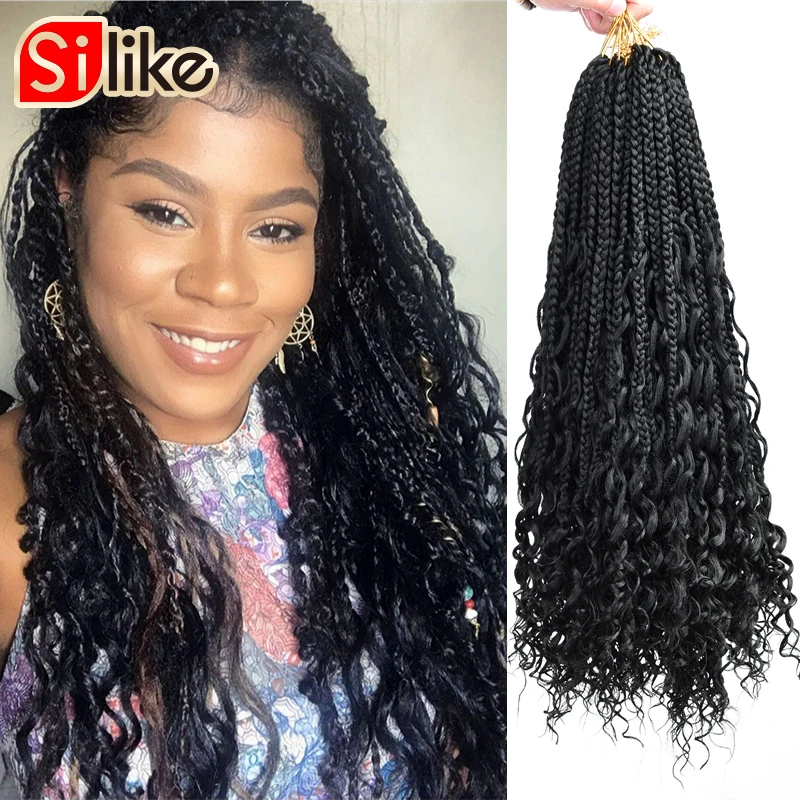 Silike 18 дюймовые косички вязанные крючком волосы предварительно заплетенные