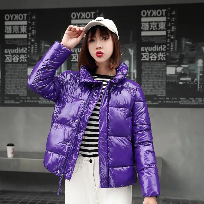 

2019 winter Bright cotton Women Coat Down Jacket short thick bread Korean style casual jacket Red Down Coat Winter Veste Femme