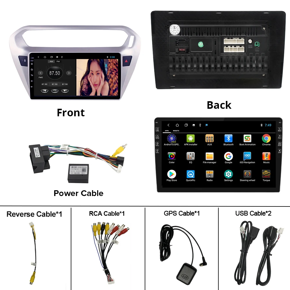 

2G+32G 2DIN Android 9.0 Car Radio For Peugeot 301 Citroen Elysee 2014-2016 Car Radio Multimedia Video Player Navigation GPS Dvd