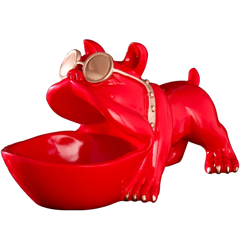 

NORDICS BULLDOG STATUE ANIMAL DOG SCULPTURE ORNAMENT TABLE CANDY DISH KEY STORAGE BOX HOME DECORATION ACCESSORIES R2627