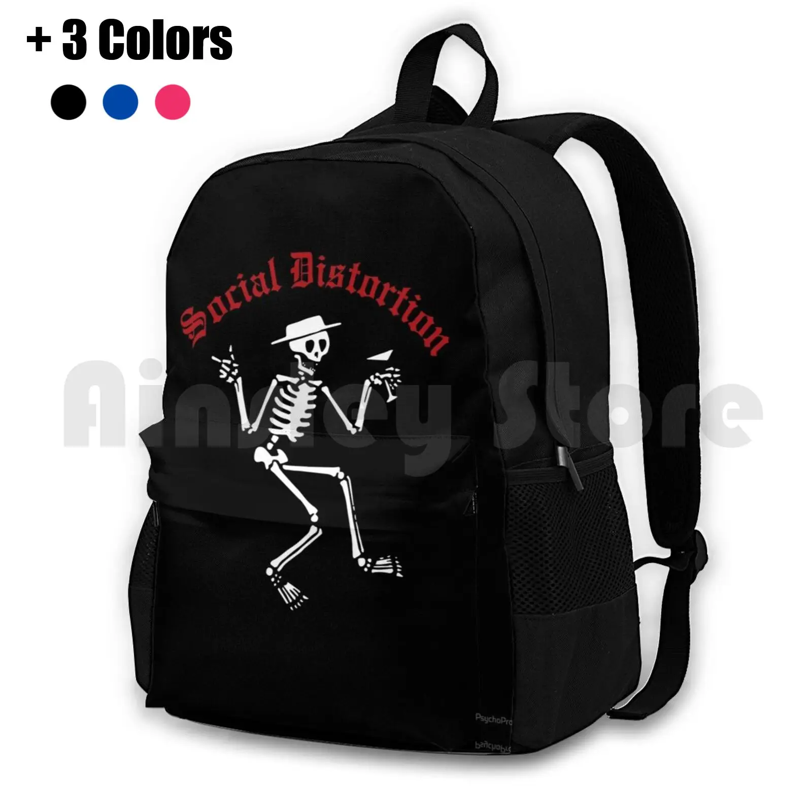 

Social D Outdoor Hiking Backpack Waterproof Camping Travel Social Distortion Punk Usa Music Band California Skull Logo Skeleton