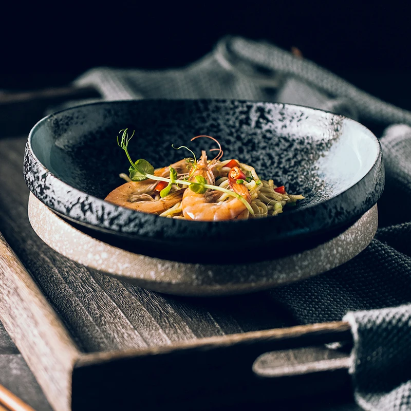 Толстая Красивая тарелка глубокое гнездо фарфоровая креативная японская