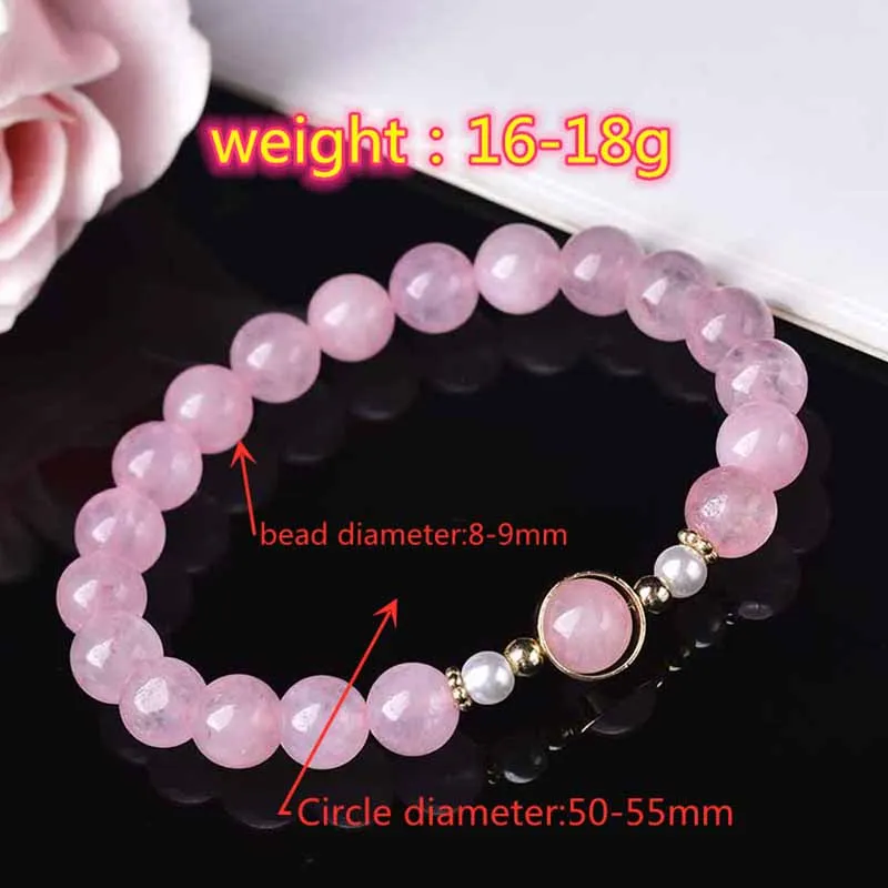 Оптовая продажа натуральный розовый кварцевый камень браслеты ручной работы из