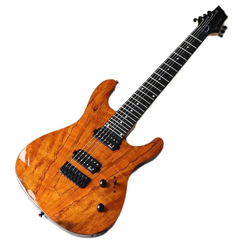 hochglanz 39 zoll elektrische gitarre 7 string karte holz top mit korea made pickup 1 stücke kanada ahorn holz neck free global shipping