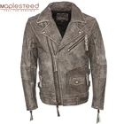 Косуха Мужская винтажная мотоциклетная куртка из 100% воловьей кожи, облегающая байкерская куртка из натуральной кожи, зимнее пальто M455