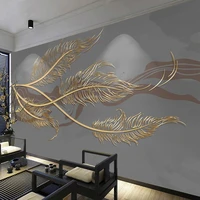 custom photo wallpaper golden embossed feather abstract lines mural living room sofa background wall decor wall cloth 3d fresco