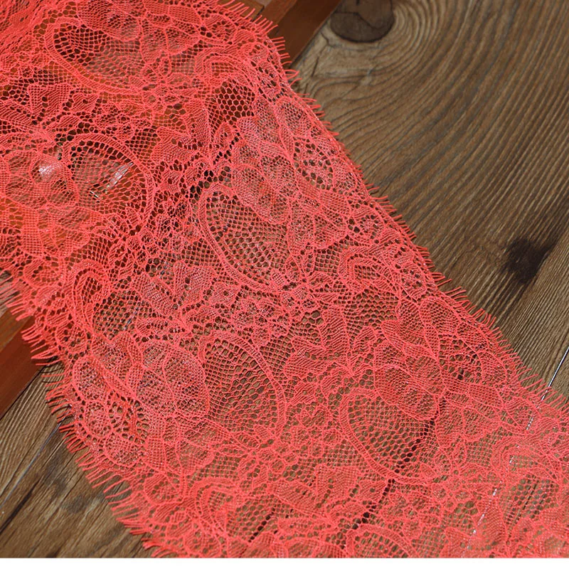 3 ярда 16 см в ширину модные высококачественные hand-made DIY красный цветок с рисунком ресниц, верхний край декорирован кружевом, кружевная ткань
