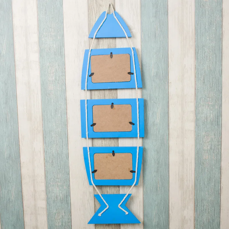 Фоторамка в стиле ретро висячий морской деревянный форме рыбы фоторамка для дома