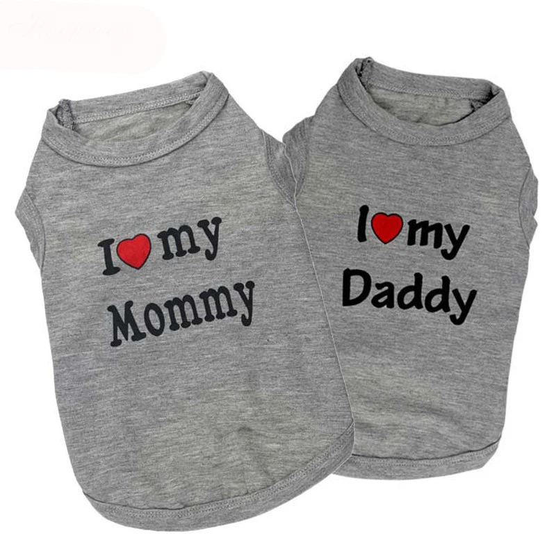 I Love Mommy Daddy Dog Vest Summer Tank Top Soft Cotton Pet Puppy Sleeveless Shirts Cheap Clothes For Small Medium Dogs | Дом и сад