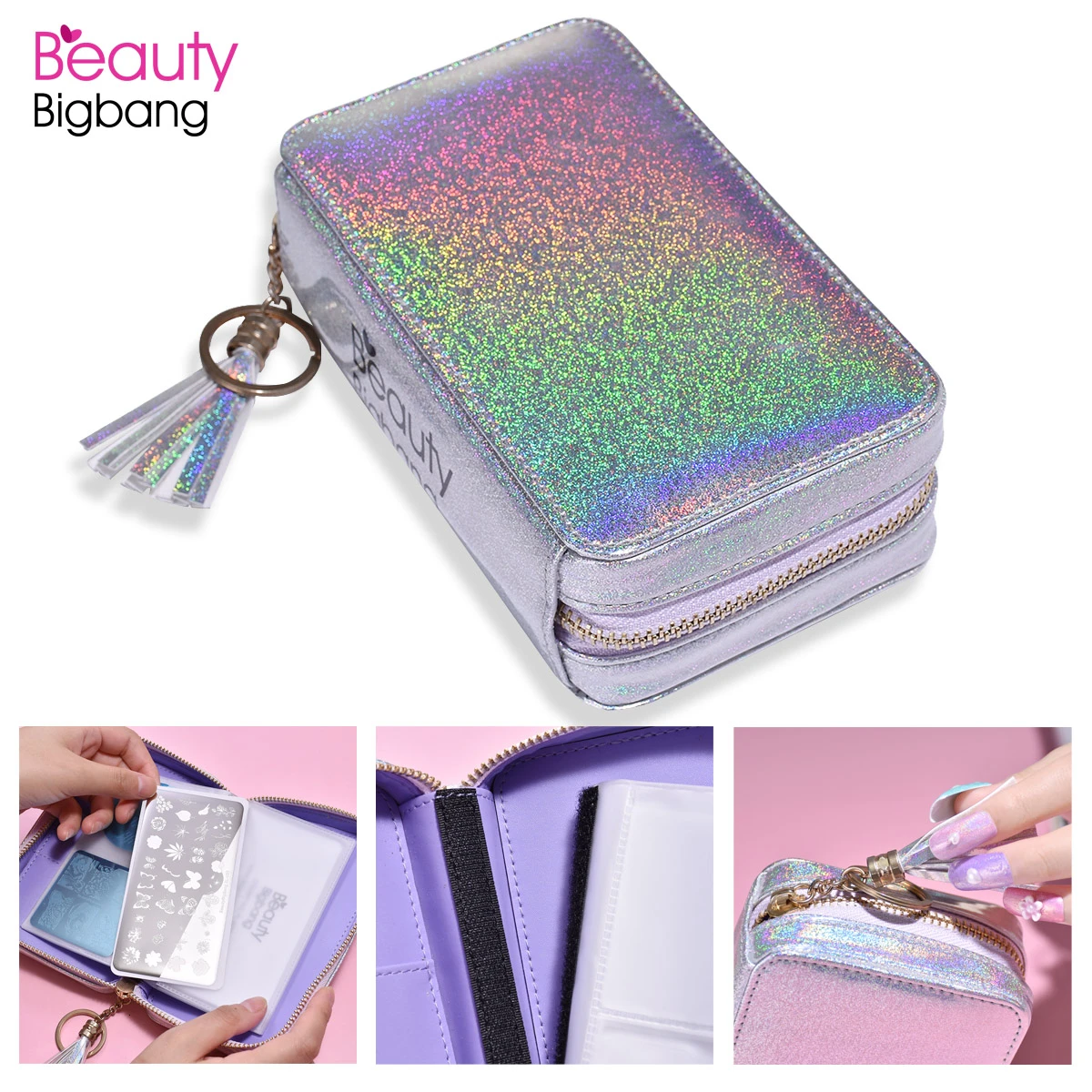 BEAUTYBIGBANG Новый 24 слота красочный Прямоугольный дизайн ногтей шаблон Органайзер ПУ