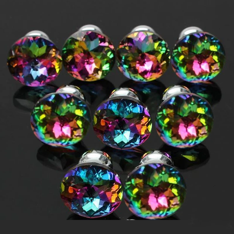 Разноцветные Хрустальные стеклянные ручки ромбовидной формы для шкафа ящика