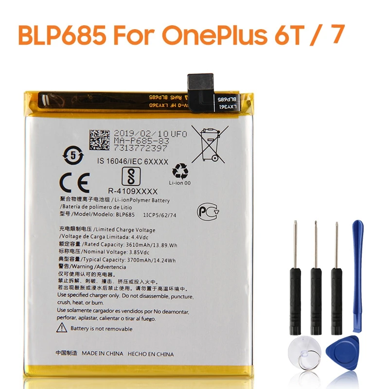 yelping BLP685 Phone Battery For OnePlus 6T OnePlus 7 One Plus 6T One Plus 7 With Free Tools 3300mAh