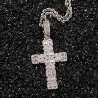 rock cross iced out bling bling pendant necklace mirco pave prong setting men women female male fashion hip hop jewelry bp055