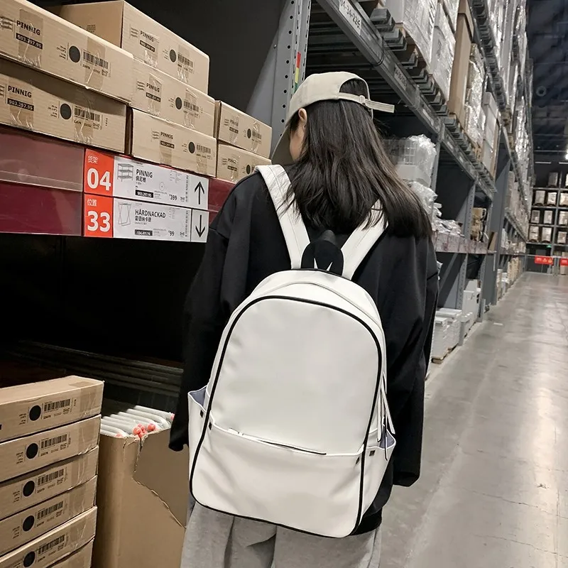 

Simple Black White Backpack Fashion Casual Women Backpack Large School Bag for Teenager Girls School Bags Female Shoulder Bags