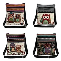 vintage chinese national style ethnic shoulder bag women mini handbag owl diagonal embroidery tote lady messenger cross body bag