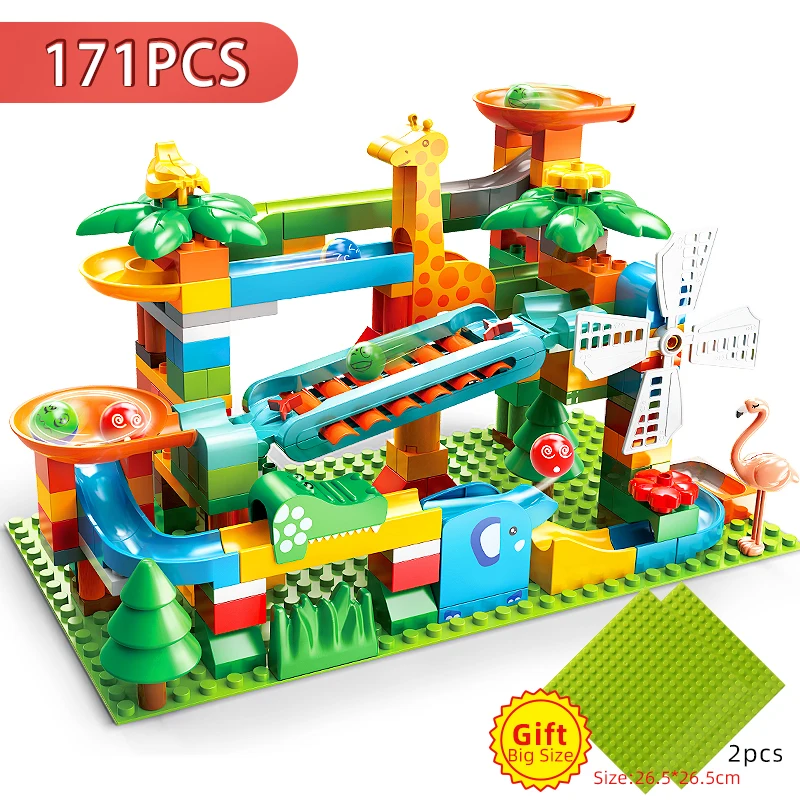 

171-269PCS Marble Race Run Big Size Block Building Blocks Funnel Slide Blocks DIY Big Brick Toys For Children Gift