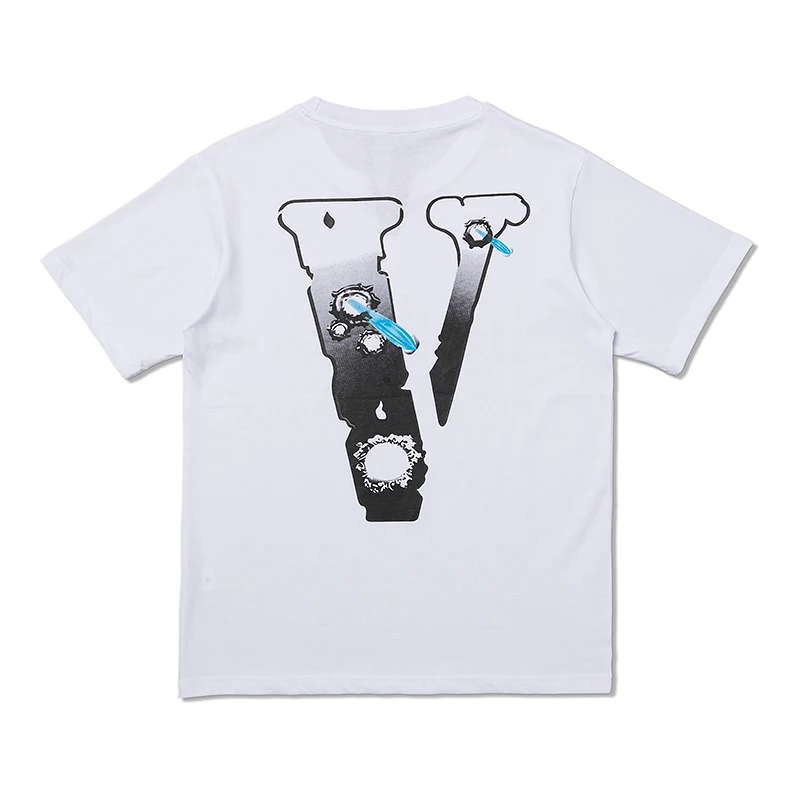 

New VLONE X POPSMOKE Joint Tee Men and Women Loose BF Fashion Brand Round Neck Short-sleeved T-shirt Bottoming Shirt