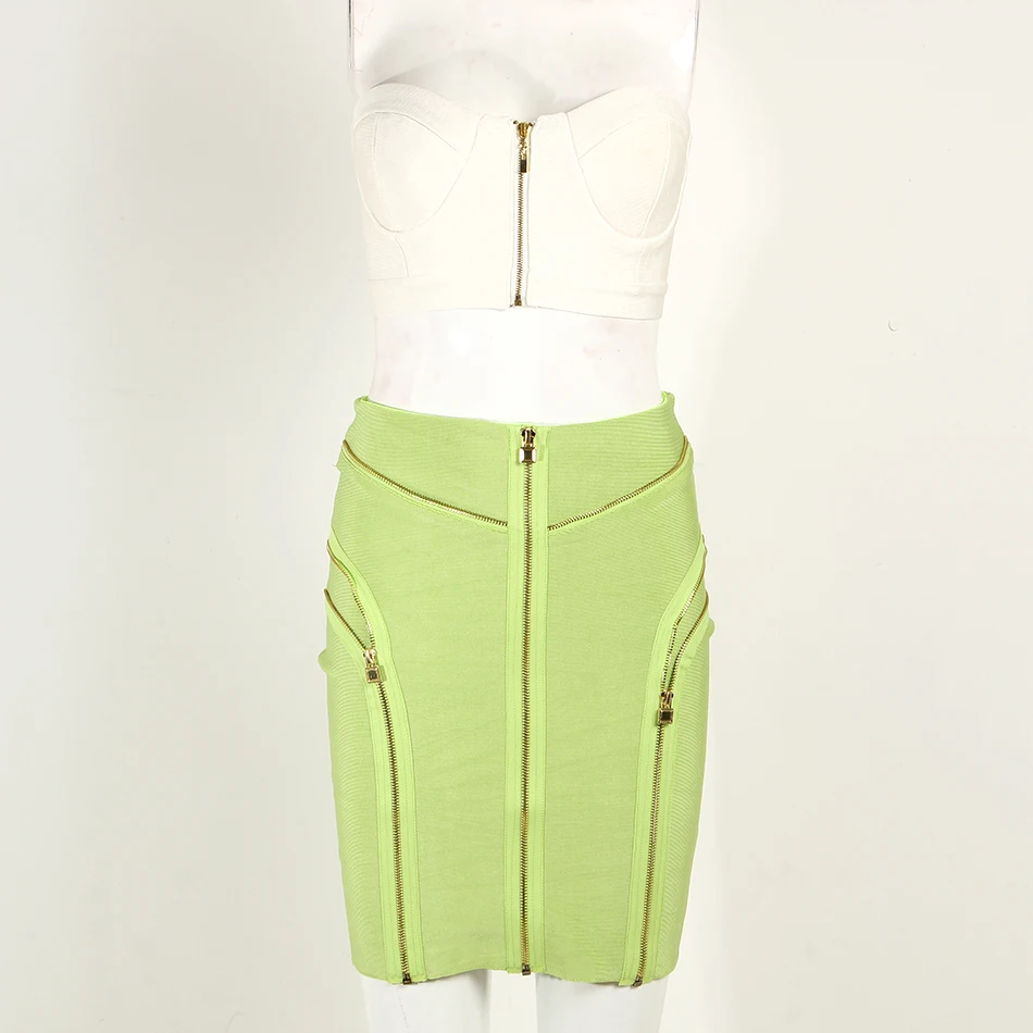 Женское платье на лето 2020 белое и ФЛУОРЕСЦЕНТНОЕ зеленое молнии без бретелек