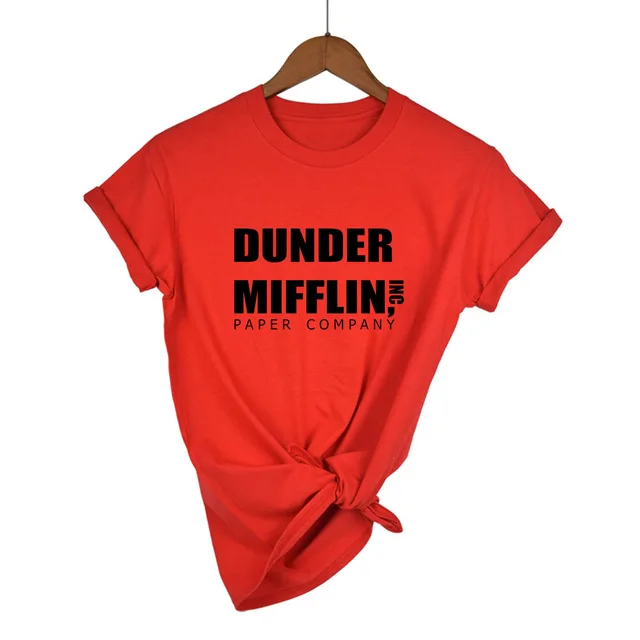 Red-B Офисная Футболка женская dander Mifflin inc. бумажная компания Wernham Hogg ТВ шоу Майкл Скотт Космос женская футболка - Цвет: Red-B