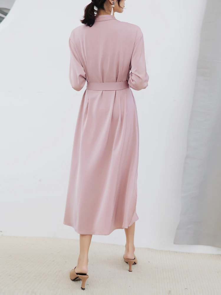 Женское Повседневное платье рубашка длинное свободного кроя однотонный