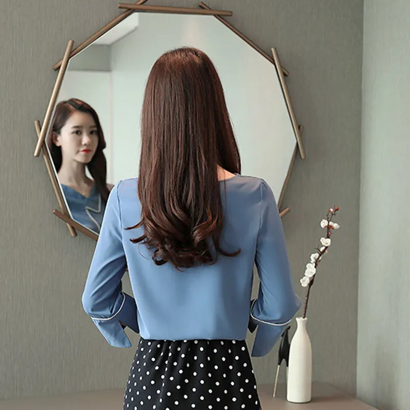 Женская блузка с v образным вырезом модная женская рубашка 2020 одежда в Корейском