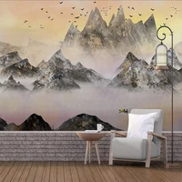 custom mural wallpaper chinese style artistic ink landscape fresco living room study home decor waterproof papel de parede sala
