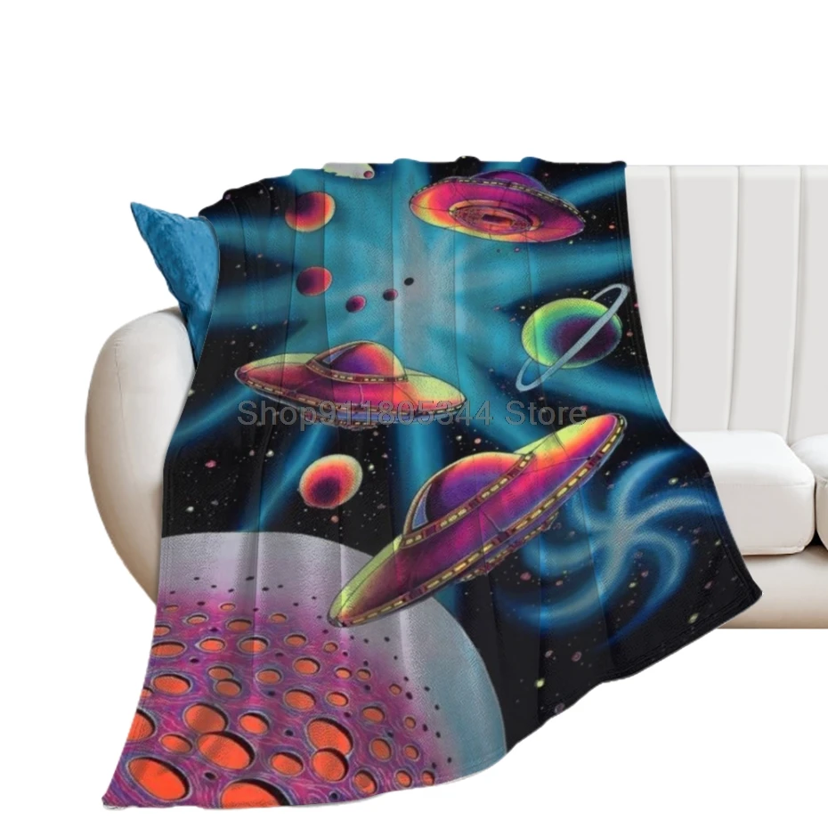 

Мягкое Флисовое одеяло с 3D-принтом Galaxy Space Psychedelic Flower