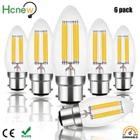 led candle filament light bulb 6w b22 c35 dimmable bayonet vintage edison warm white 2700k cold 6000k equal 60w incandescent