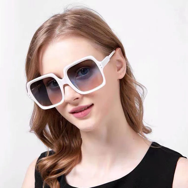 

Women's Sunglasses 2021 Trending American Style Vintage White Big Box Square Glasses Luxury Man Driving Eyeglasses UV400