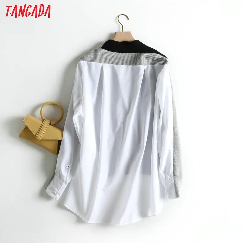 Tangada, женский элегантный кардиган, свитер, на спине, из кусков, с длинным рукавом, на пуговицах, с карманом, для офиса, леди, Вязанный свитер, свитер, BC18