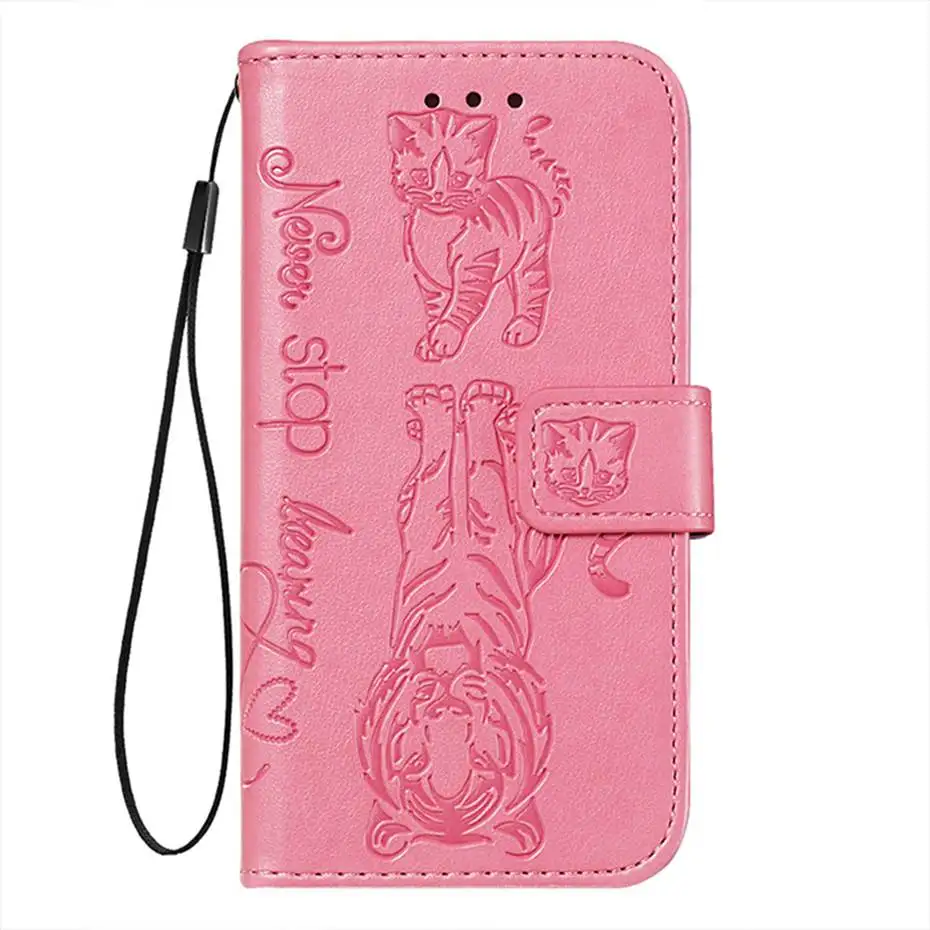 Pink Кожаный флип-чехол с 3D кошкой и тигром для huawei P30 P20 Pro mate 30 Lite P Smart Z Y7 Prime Honor 9X20 Pro 8A 10i Y6 - Цвет: Pink