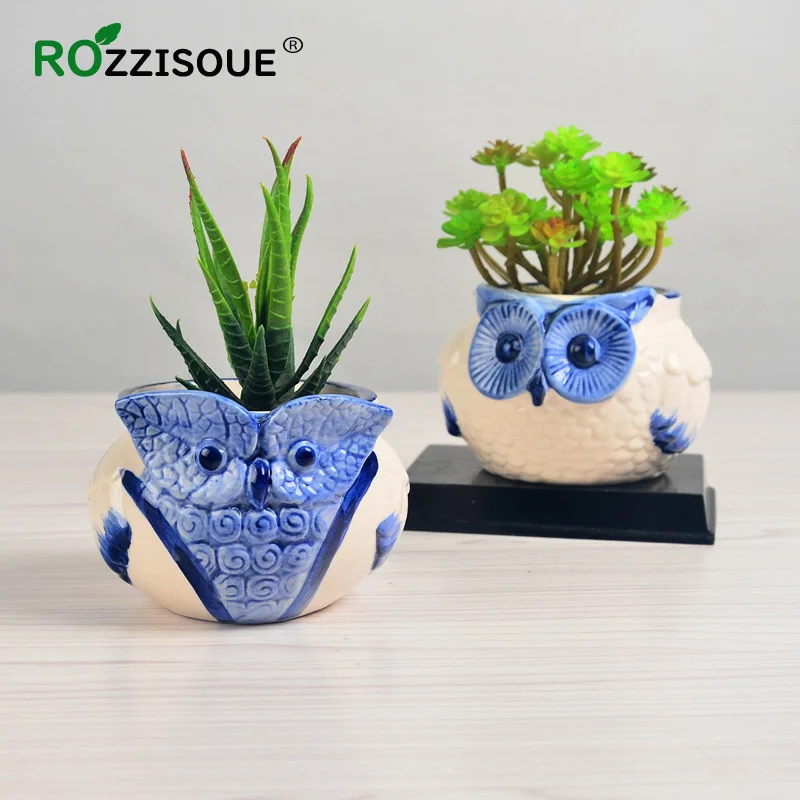 Цветочный горшок для суккулентных растений голубая сова слон креативные