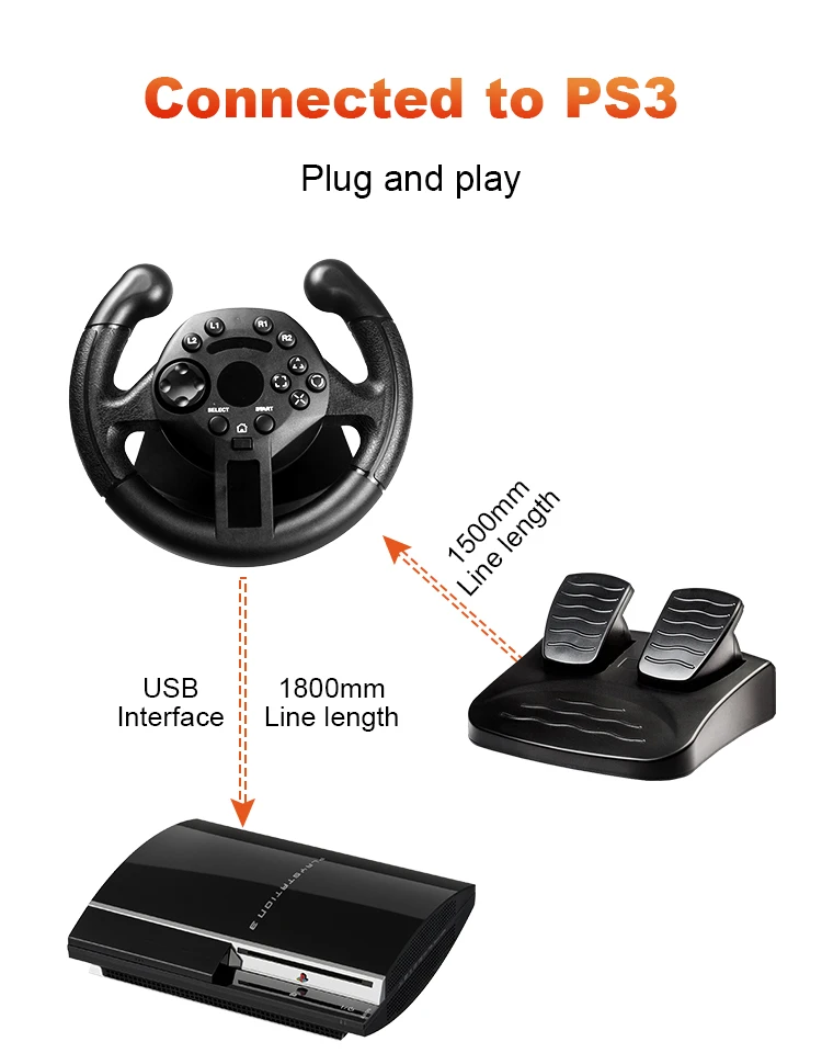 Steering-wheel set pc computer PS3 sim racing Game wheels for ps3 gaming steering wheel with pedals ruedas volante | Электроника