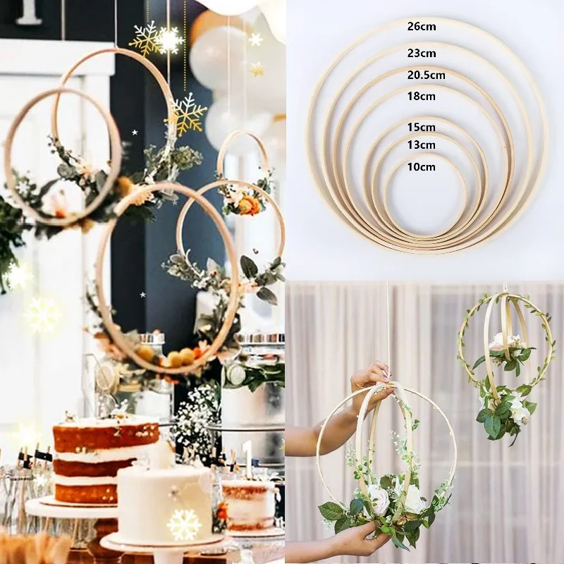Макраме бамбуковый цветочный обруч венок Ремесло Ловец снов обручи кольца для DIY