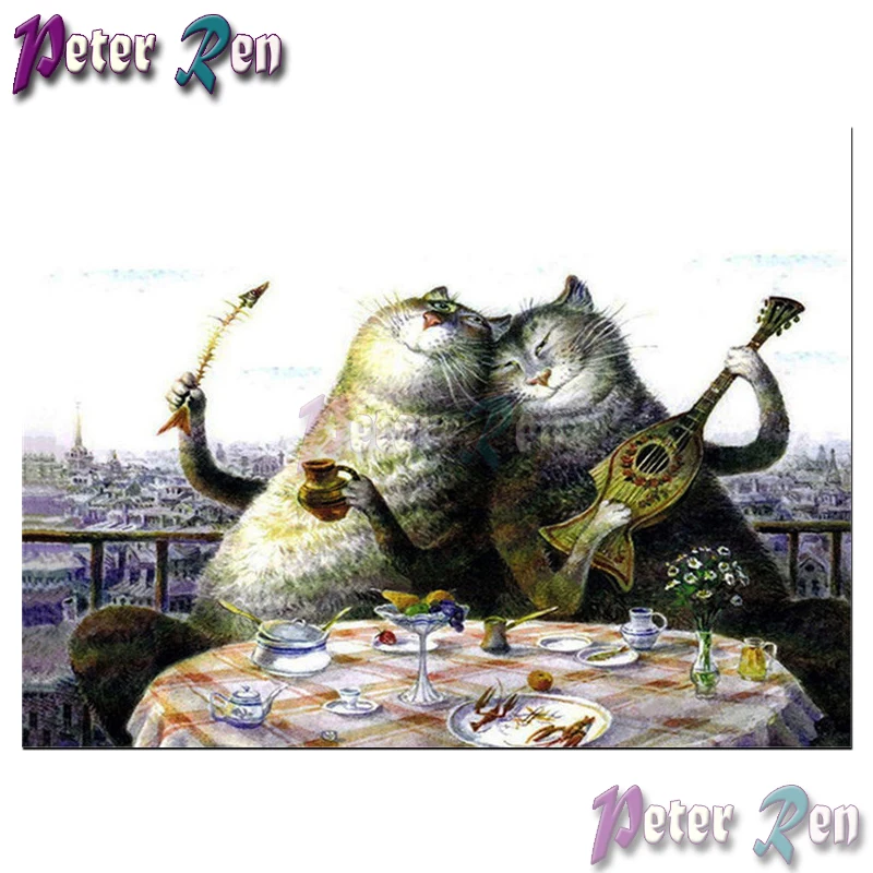 

5d animals Cat music lunch Diamond Painting diamond Embroidery full Square/round Mosaic Picture Rhinestone Home Decoration