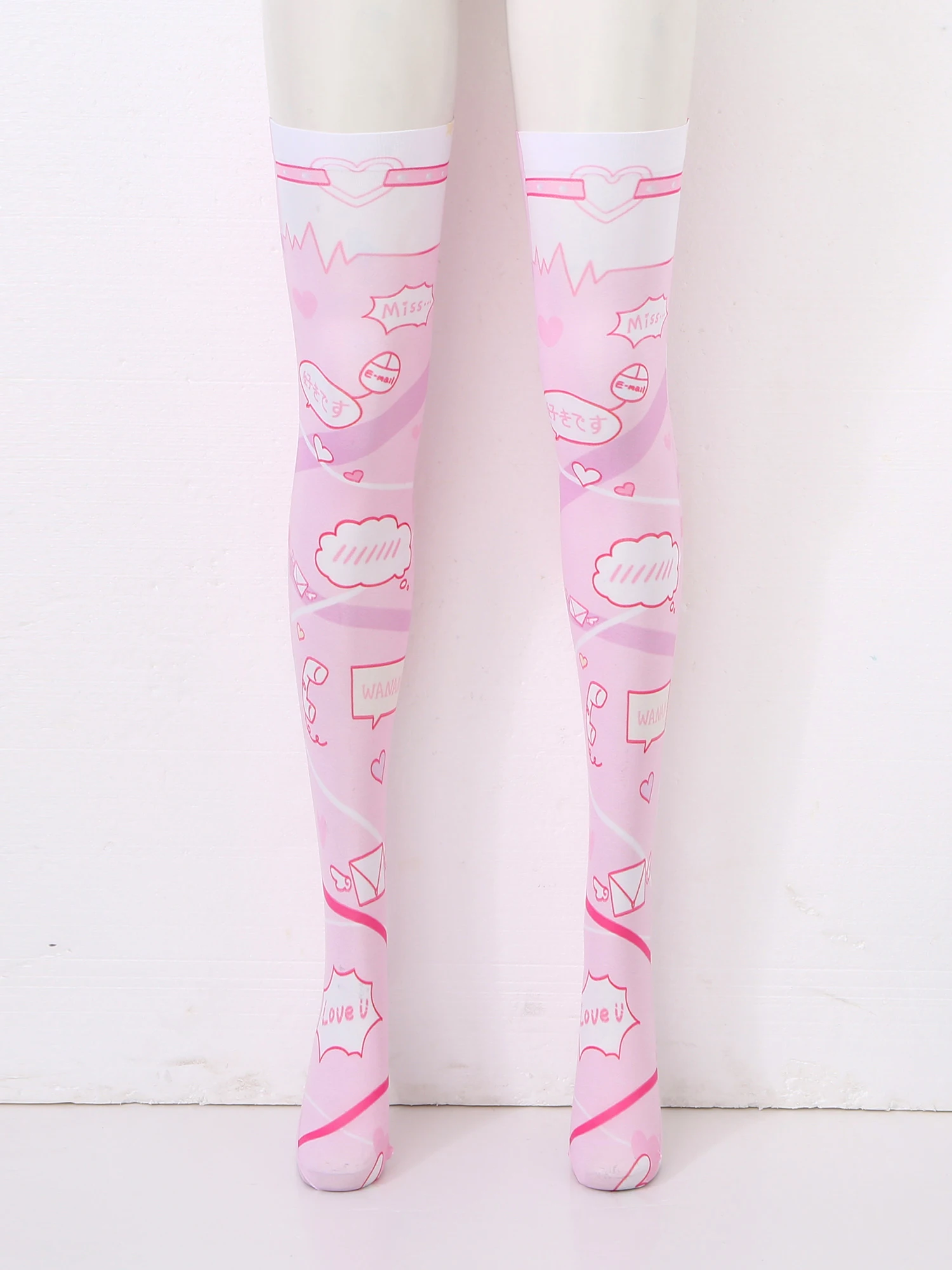 Чулки выше колена с принтом для женщин и девочек длинные чулки из полиэстера в