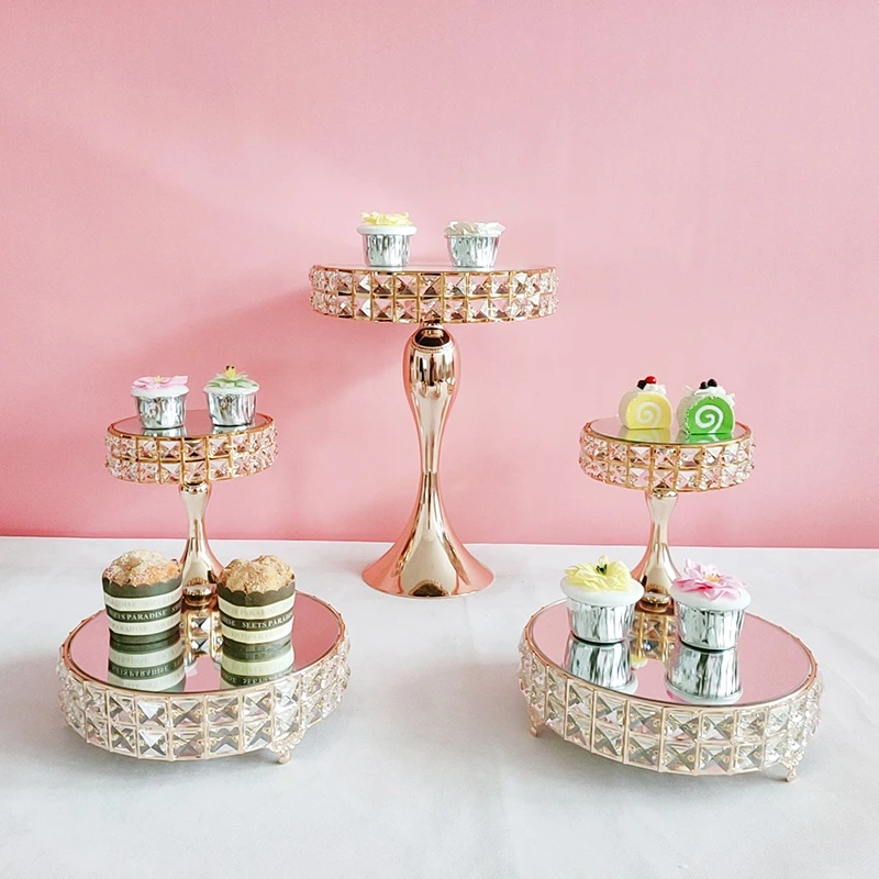 5 шт./лот золотой цвет кристалл серебро квадратное зеркало кекс дисплей подставка