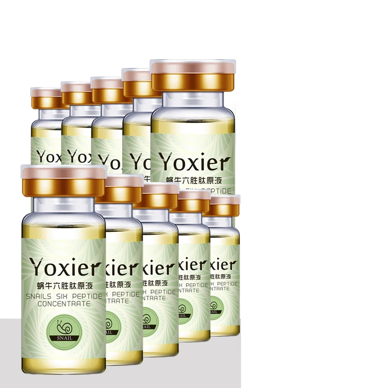 

Yoxier 10PCS Snails Serum Six Peptide Hyaluronic Acid Concentrate Blackhead Removing Moisturizing Skin Care Whitening Anti-Aging