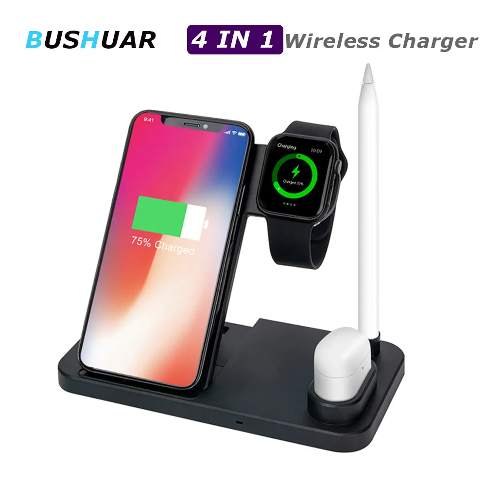 Беспроводное зарядное устройство 4 в 1 для iPhone X XS MAX XR 8 быстрая Беспроводная