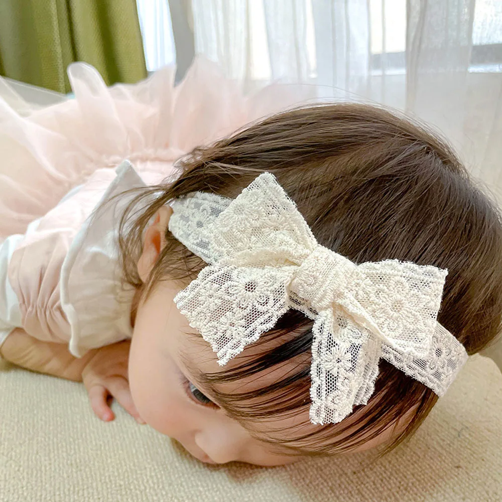Diadema de princesa de encaje blanco para ni&ntilde;a, pinzas para el pelo para beb&eacute;, tocado con lazo, accesorios para la cabeza, 1 ud.-1