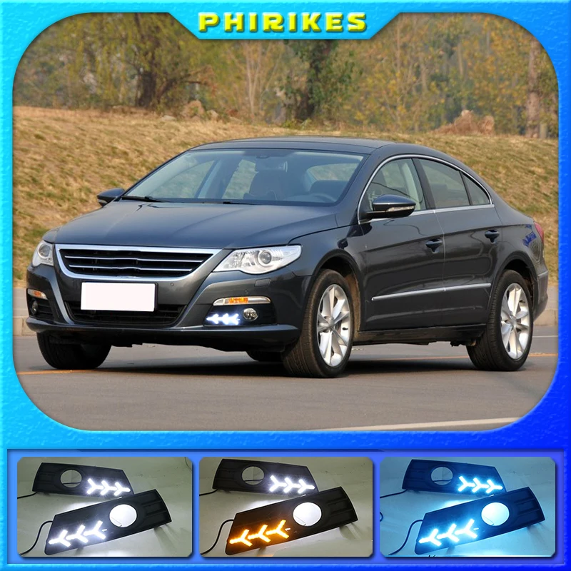 

2PCS Car light For VW PASSAT CC 2009 2010 2011 2012 2013 LED DRL Daytime running lights with fog lamp cover