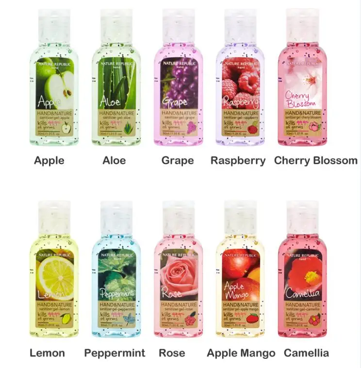 

NATURE REPUBLIC Hand Sanitizer Gel 30ml Alcohol Antibacterial Disinfection Quickly Hand Antiseptic Fruit-Scented Travel Portable