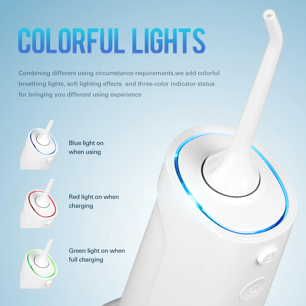 

Rechargeable Cordless Dental Flosser With DIY Mode Portable Oral Irrigator Water Teeth Cleaner Tooth Pick 4 Jet Tips
