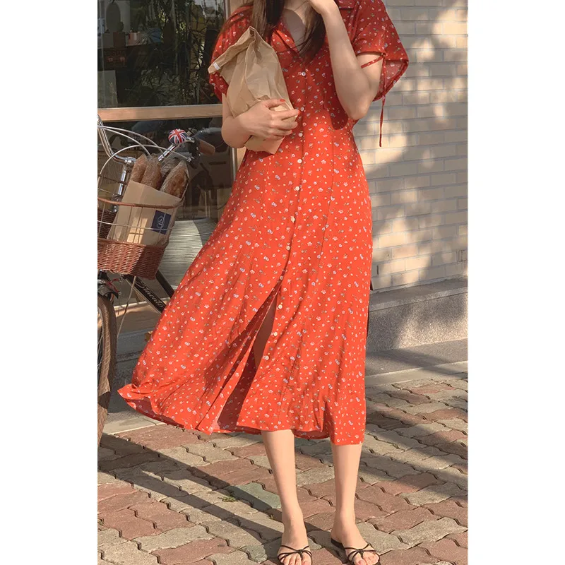 

2021 New Fashion Women's Floral High Waist Commuter Slim Beach Holiday Dress